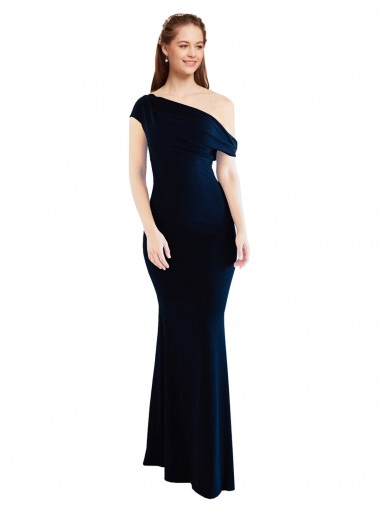 Cheapest Draped Off the Shoulder Fitted Crepe Prom Dress