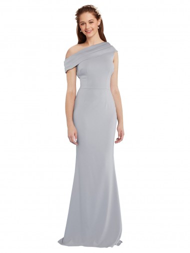 Cheapest Off the Shoulder Asymmetrical Mermaid Crepe Prom Dress