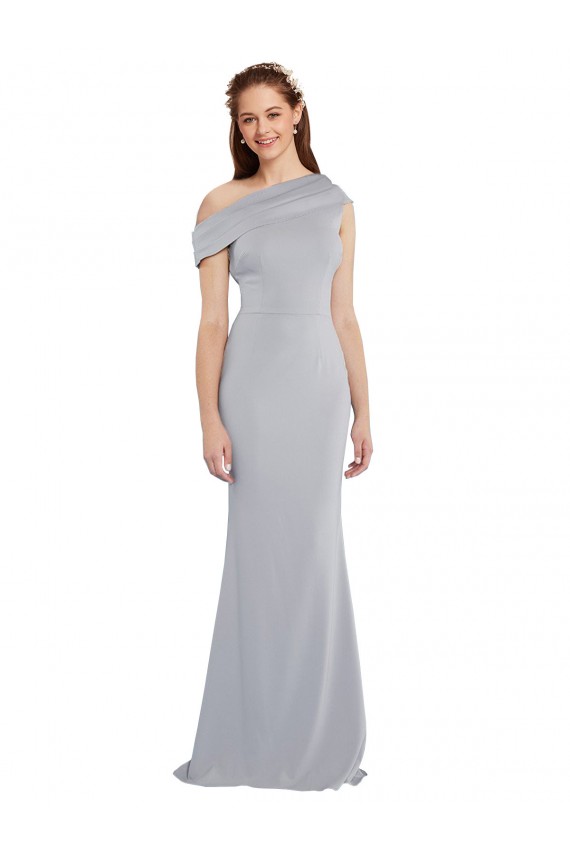 Cheapest Off the Shoulder Asymmetrical Mermaid Crepe Prom Dress