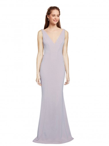 Cheapest Cut-Out Back V-Neckline Mermaid Crepe Prom Dress Keyhole Back