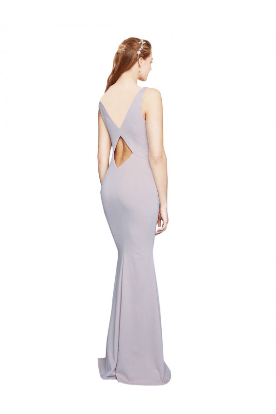 Cheapest Cut-Out Back V-Neckline Mermaid Crepe Prom Dress Keyhole Back