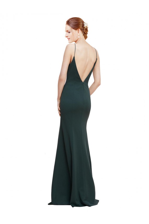 Cheapest Deep V-Neck and Back Long Crepe Prom Dress