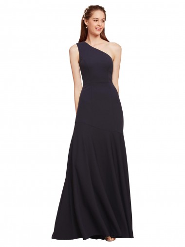 Cheapest Fit and Flare Crepe Prom Dress with One Shoulder