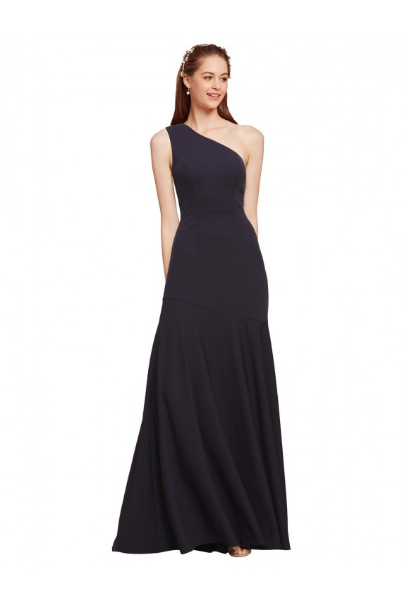 Cheapest Fit and Flare Crepe Prom Dress with One Shoulder
