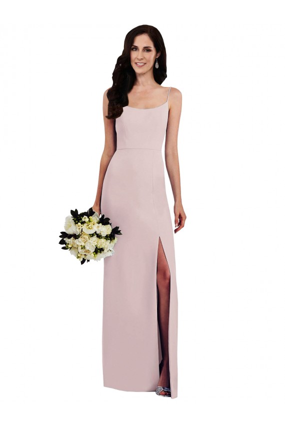 Cheapest Spaghetti Strap V Back Crepe Prom Dress with Front Slit