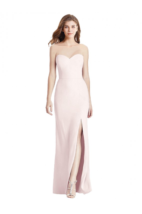 Cheapest Strapless Crepe Trumpet Prom Dress with Front Slit