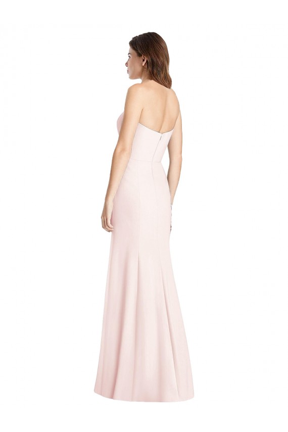 Cheapest Strapless Crepe Trumpet Prom Dress with Front Slit