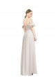 Cheapest Double Ruffle Flounce Sleeves Crepe Prom Dress with Slit
