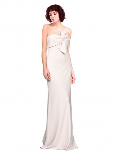 Cheapest Strapless Crepe Fitted Prom Dress with Twist Bow