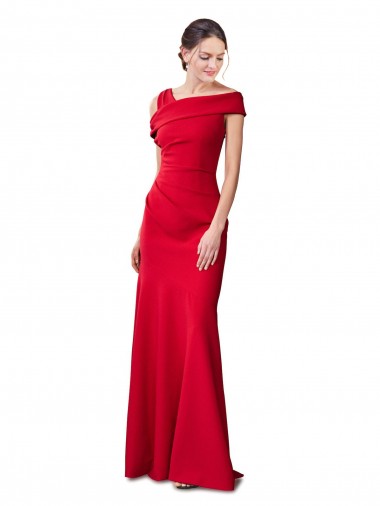 Cheapest Sleeveless Ruched Crepe Mermaid Prom Dress with Off The Shoulder Detail