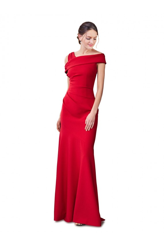 Cheapest Sleeveless Ruched Crepe Mermaid Prom Dress with Off The Shoulder Detail