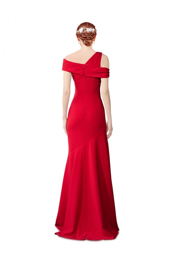 Cheapest Sleeveless Ruched Crepe Mermaid Prom Dress with Off The Shoulder Detail