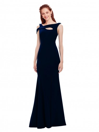 Cheapest Sleeveless Crepe Mermaid Prom Dress with Side Slit
