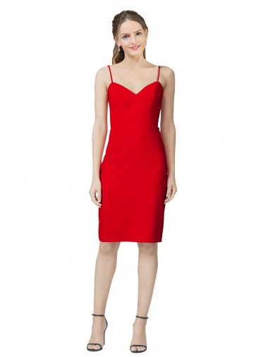 Cheapest Sleeveless Cocktail Length Sweetheart Neckline Crepe Prom Dress / Homecoming Dress