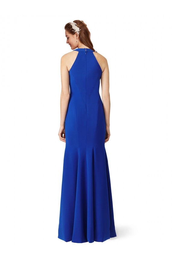 Cheapest Halter V-Neck Long A-Line Crepe Prom Dress