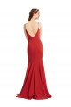 Cheapest Mermaid Plunging V-Neck Crepe Prom Dress with Wide Open Back