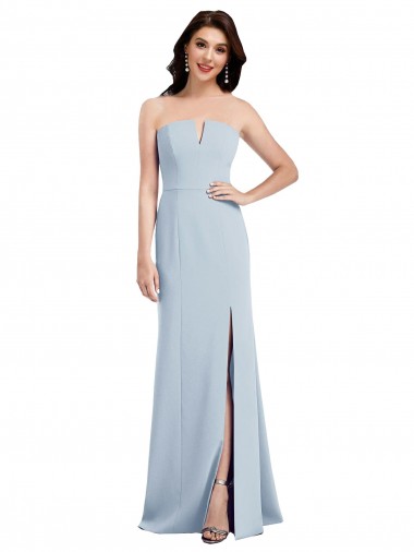 Cheapest Strapless Notch Crepe Prom Dress with Front Slit