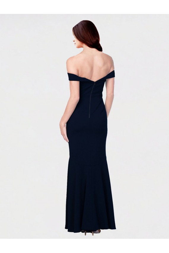 Cheapest Mermaid Off the Shoulder Long Crepe Prom Dress with Low Back