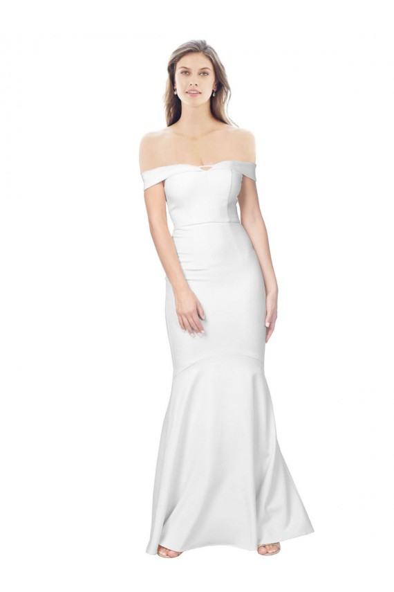 Cheapest Mermaid Off the Shoulder Long Crepe Prom Dress with Low Back