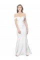 Cheapest Mermaid Off the Shoulder Long Crepe Prom Dress with Low Back