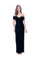 Cheapest Off the Shoulder Long Full Length Crepe Prom Dress with Side Split