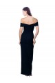 Cheapest Off the Shoulder Long Full Length Crepe Prom Dress with Side Split