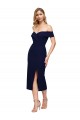 Cheapest Midi Length Short Crepe Cocktail Prom Dress / Homecoming Dress with Side Split