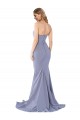 Cheapest Long Strapless Sweetheart Sweep Train Crepe Prom Dress with Low Back