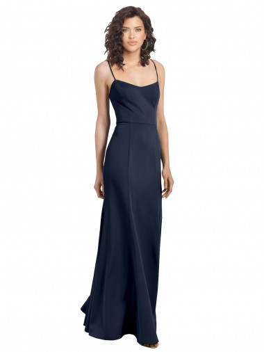 Cheapest Fit and Flare Scoop Neck Long Sleeveless Stretch Crepe Prom Dress