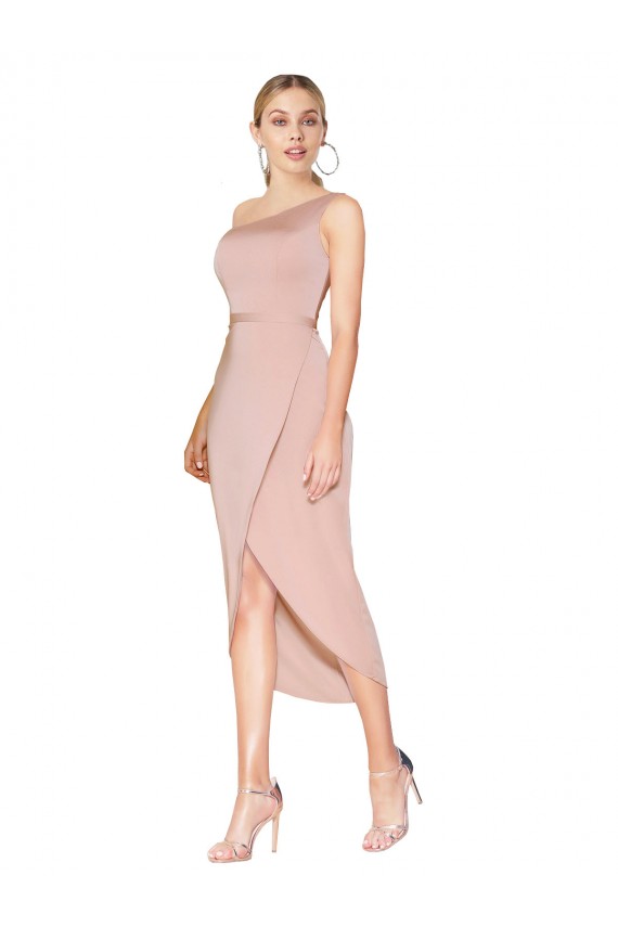 Cheapest Knee Length One Shoulder Crepe Short Wrap Cocktail Prom Dress / Homecoming Dress