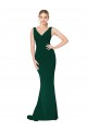 Cheapest V-Neck Floor Length Long Crepe Mermaid Prom Dress