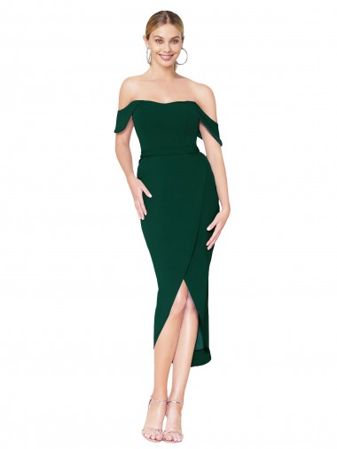 Cheapest Off the Shoulder Short Knee Length Crepe Wrap Cocktail Prom Dress / Homecoming Dress