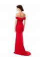 Cheapest Off the Shoulder Chapel Train Crepe Prom Dress with Thigh-High slit