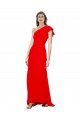 Cheapest High Neck Ruffle Frill One Shoulder Maxi Crepe Prom Dress
