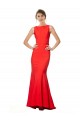 Cheapest High Neck Maxi Crepe Bridesmiad Dress with Exaggerated Back Ruffle