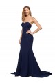 Cheapest Fit and Flare Sweetheart Long Crepe Prom Dress with Sweep Train