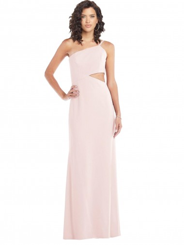 Cheapest Flirty One Shoulder Midriff Cutout Maxi Crepe Prom Dress