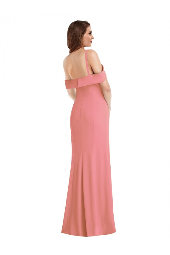 Cheapest One Shoulder Draped Cuff Maxi Prom Dress with Front Slit