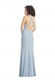 Cheapest High Neck Halter Crepe Prom Dress with Twist Criss Cross Back