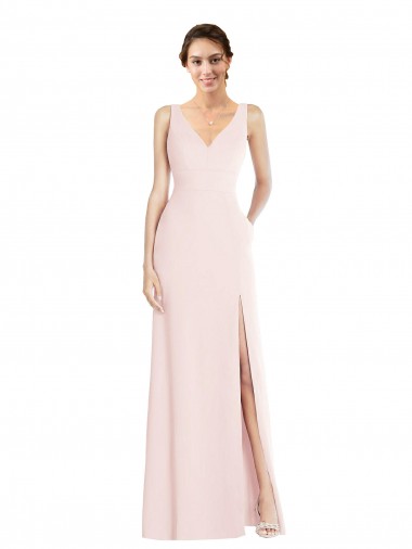 Cheapest Square Neck Low Back A-Line Prom Dress with Front Slit and Pockets