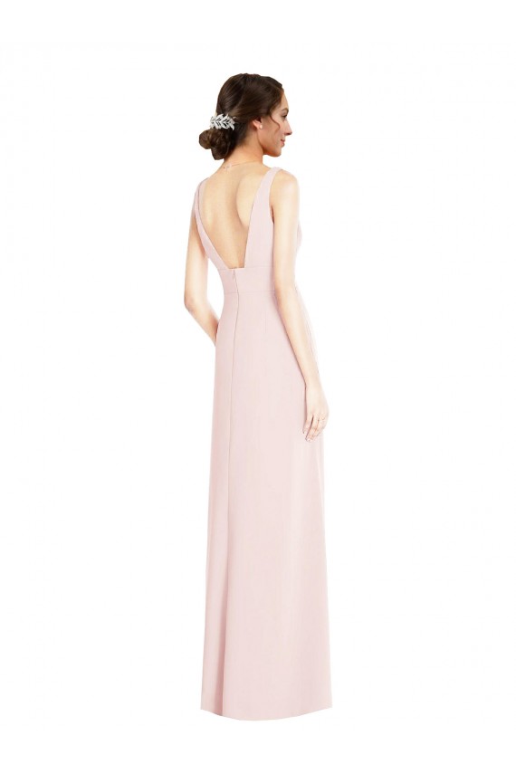 Cheapest Square Neck Low Back A-Line Prom Dress with Front Slit and Pockets