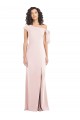 Cheapest Off the Shoulder Tie Detail Trumpet Crepe Prom Dress with Front Slit