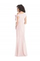 Cheapest Off the Shoulder Tie Detail Trumpet Crepe Prom Dress with Front Slit