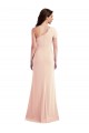 Cheapest One Shoulder Cap Sleeves Trumpet Crepe Prom Dress with Front Slit