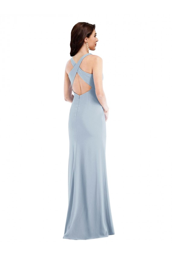Cheapest Criss Cross Cutout Back Maxi Prom Dress with Front Slit