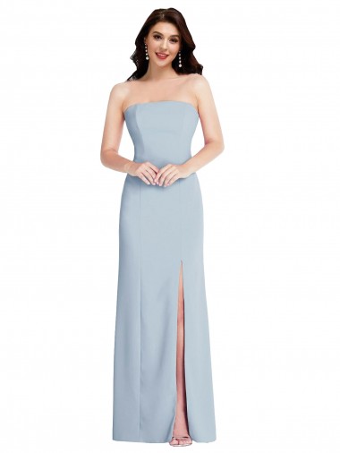 Cheapest Strapless Scoop Back Maxi Crepe Prom Dress with Front Slit