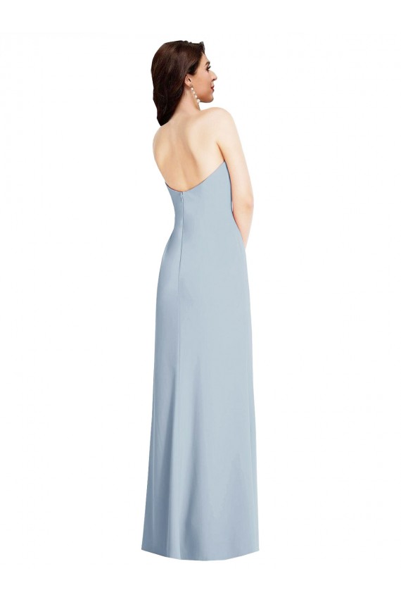 Cheapest Strapless Scoop Back Maxi Crepe Prom Dress with Front Slit