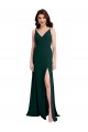 Cheapest Slim A-Line V-Neck Full Length Crepe Prom Dress with Side Slit