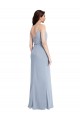 Cheapest Draped Cowl Neck Long Crepe Prom Dress with Spaghetti Straps