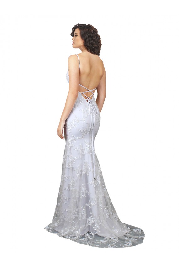 Cheapest V-Neckline Backless Floral Patterned Sequin Formal Prom Dress